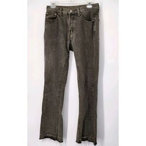 MNML Stone Wash Gray Distressed Raw‎ Hem Slim Fit Jeans Men's Size 28x31 EUC